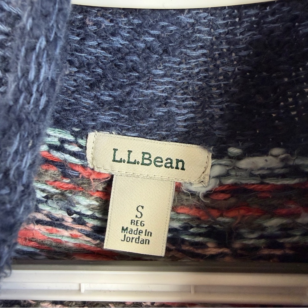 L.L. Bean Mock Neck Fair Isle Sweater SMALL Chunky Knit - Picture 5 of 8